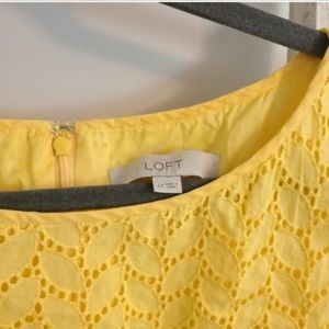 LOFT Yellow Sleeveless Tank Sunny Eyelet Shift Dress 14